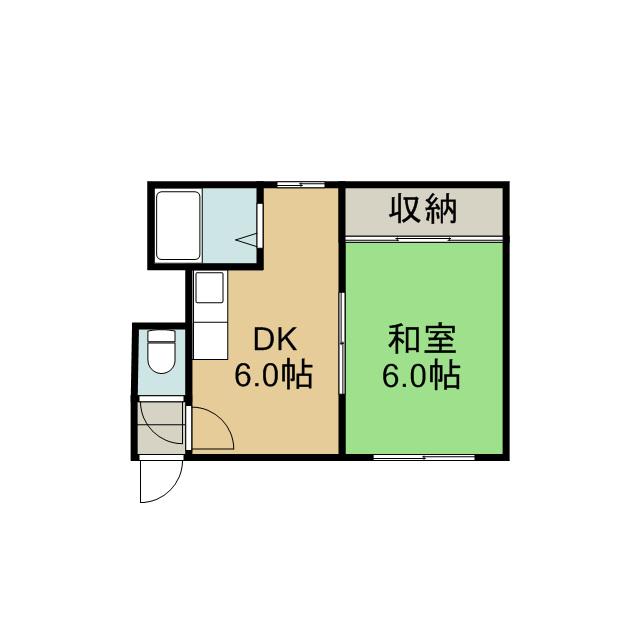 21条ビル(1DK/1階)の間取り写真