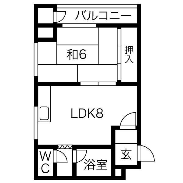 リベルティ大通(1LDK/3階)の間取り写真