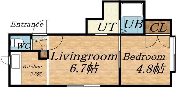 ホープ麻生6(1LDK/2階)の間取り写真