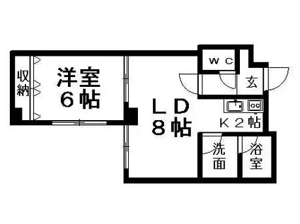 コムメゾン(1LDK/4階)の間取り写真