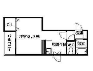 ツインビルいとう1号館(1DK/4階)の間取り写真