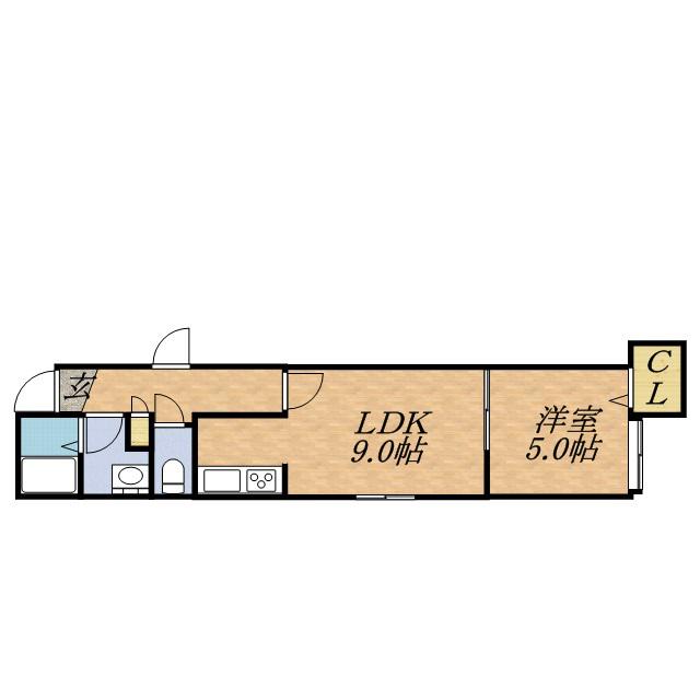 ユートーン(1LDK/1階)の間取り写真