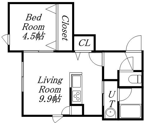 CROWN CLOVER(1LDK/1階)の間取り写真