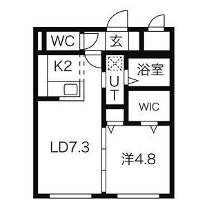 GLASS N21(1LDK/2階)の間取り写真