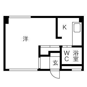アサヒコートハウス(1K/4階)の間取り写真