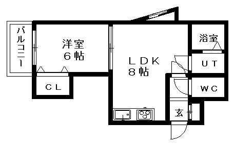 プラザ・スズ札幌Ⅱ(1DK/2階)の間取り写真