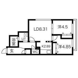 ブランノワールW18.EXE(2LDK/4階)の間取り写真