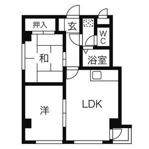 日光ハイツⅡ(2DK/4階)の間取り写真