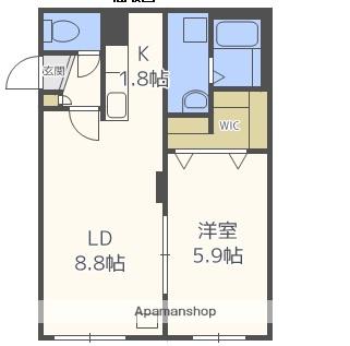 ルプリーズ澄川(2LDK/4階)の間取り写真