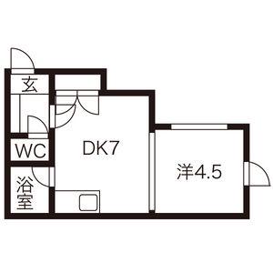エステート美和南4条(1DK/3階)の間取り写真