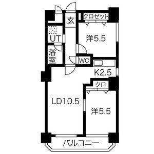 フォンテーヌ豊平(2LDK/4階)の間取り写真