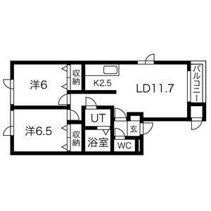カーサ星置(2LDK/2階)の間取り写真