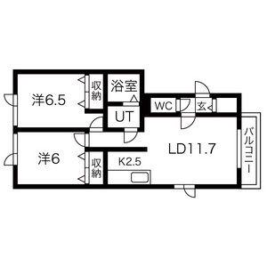 カーサ星置(2LDK/2階)の間取り写真