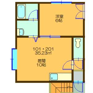 クチュール曙(1LDK/2階)の間取り写真