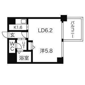 ハウスオブリザ菊水弐番館(1LDK/6階)の間取り写真