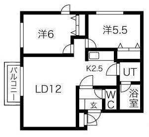 CRESCENT(2LDK/3階)の間取り写真