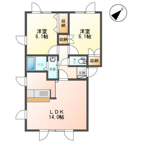 桜花壱番館(2LDK/1階)の間取り写真