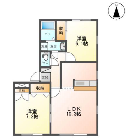 サンガーデンB(2LDK/1階)の間取り写真