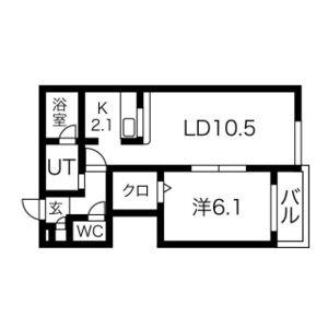 コンフォート澄川(1LDK/2階)の間取り写真