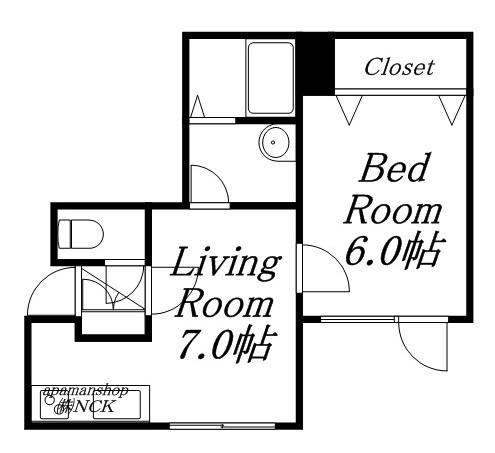 パルテール発寒(1DK/2階)の間取り写真