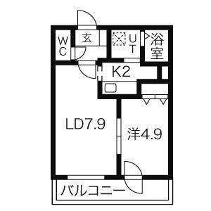 CREA北28条(1LDK/3階)の間取り写真