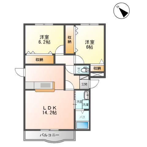 桜花参番館(2LDK/1階)の間取り写真