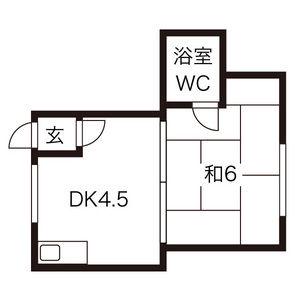 ビバ南郷A(1DK/1階)の間取り写真