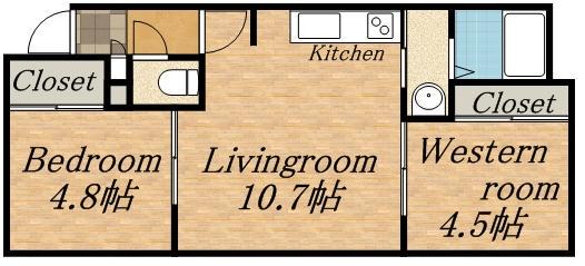 パオ月寒公園(2LDK/2階)の間取り写真