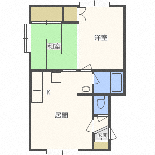 シャトーノース29(2DK/2階)の間取り写真