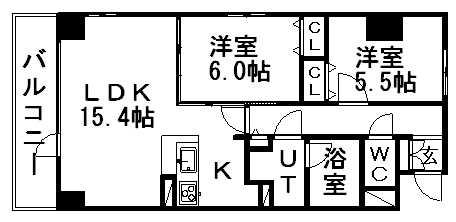 シティコート北一条(2LDK/11階)の間取り写真