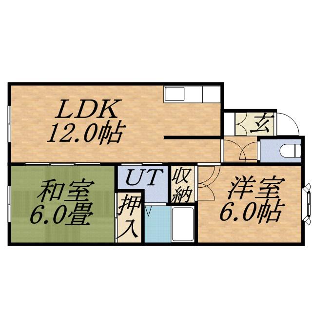 ルミエール山鼻(2LDK/1階)の間取り写真