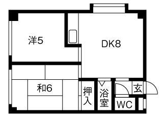 南郷ハイツ.イレブン(2DK/2階)の間取り写真