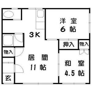 留佳マンションA(2LDK/2階)の間取り写真