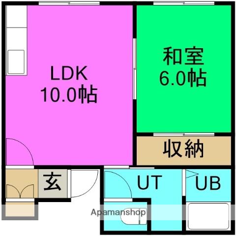 コーポ綾(1LDK/2階)の間取り写真