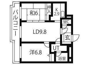 東急ドエルアルス円山公園(2LDK/2階)の間取り写真