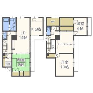 北海道札幌市南区 2階建 築33年(4LDK)の間取り写真