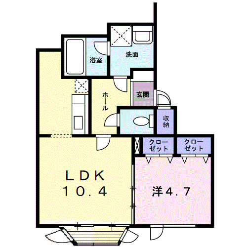 トミーズ米里(2K/1階)の間取り写真