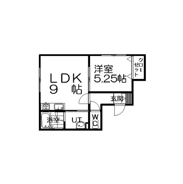 サウス南郷(1LDK/1階)の間取り写真