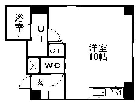 リージェント12(ワンルーム/4階)の間取り写真