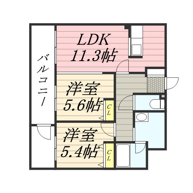 ALPHASTAGE SAPPORO(2LDK/5階)の間取り写真
