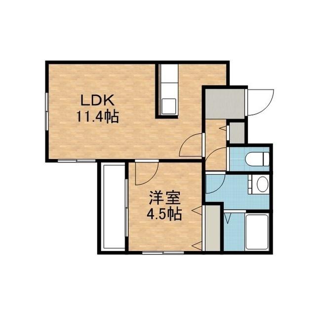 ワンダーハイム澄川(1LDK/2階)の間取り写真