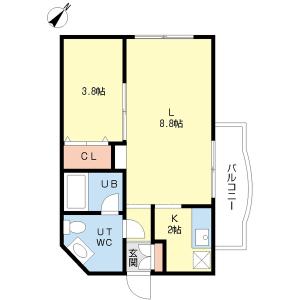 グランメール弘道舘第2(1LDK/4階)の間取り写真