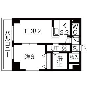 メトロ月寒中央(1LDK/9階)の間取り写真