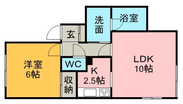 アイランド26(1LDK/2階)の間取り写真