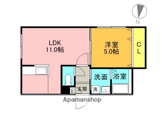 ピュアハーモニー北23条(1LDK/2階)の間取り写真