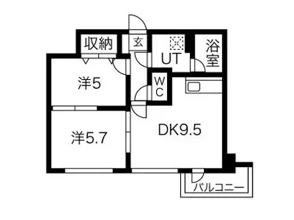シャイニングドリーム真駒内(2DK/4階)の間取り写真