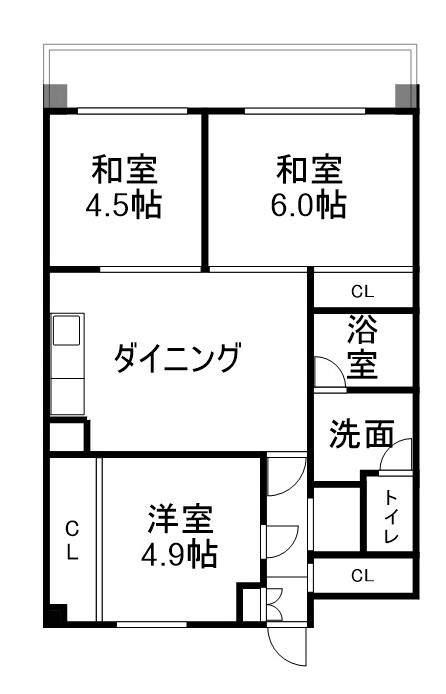 じょうてつドエル真駒内(ワンルーム/9階)の間取り写真