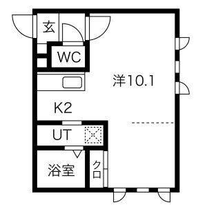 ドゥアズガーデン(1K/2階)の間取り写真