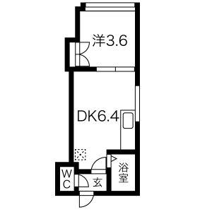 クリエイトS197B棟(1DK/2階)の間取り写真