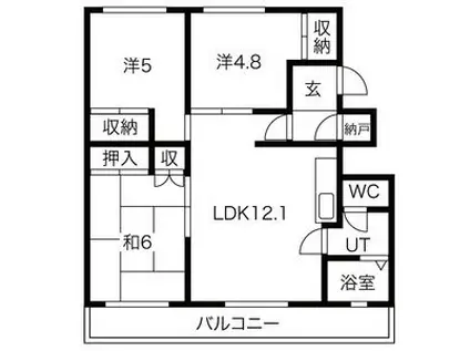 テレパレス藻岩下34条(3LDK/2階)の間取り写真